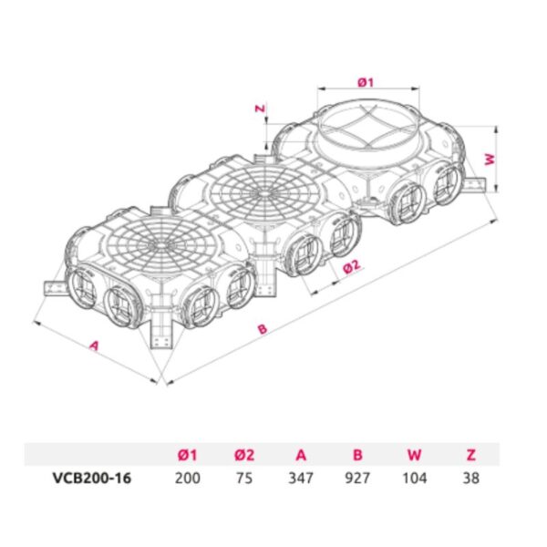 Distribuitor ventilatie VCB200-16