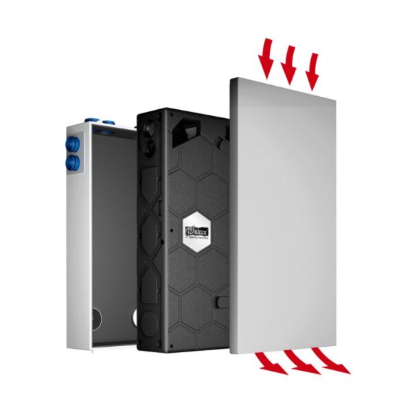 HRU FlatAir Xwall Alnor ventilatie recuperare caldura si umiditate - sectiune